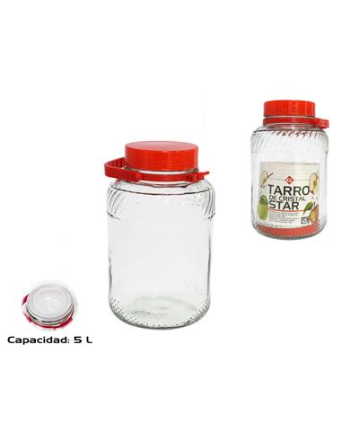 TARRO CRISTAL 5L TAPA ROJA