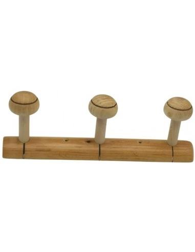 PERCHA 3 POMOS MADERA