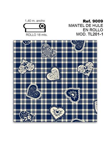 MANTEL ROLLO CORAZON CUADRO AZUL
