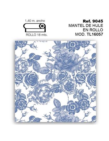MANTEL ROLLO ROSAS AZULES