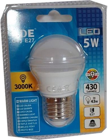 BOMBILLA ESFERICA G45 5W E27 CALIDA 02198