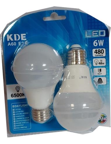 BOMBILLA LED*2 ESTANDAR A60 6W E27 FRIA