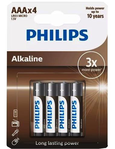 PILAS PHILIPS ALKALINE AAA*4U