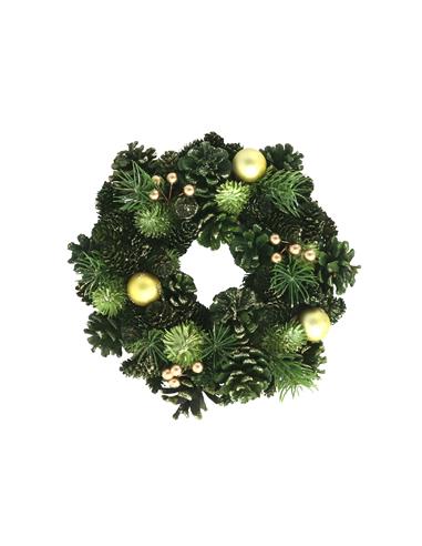 A CORONA NAVIDAD BOLAS VERDES25CM