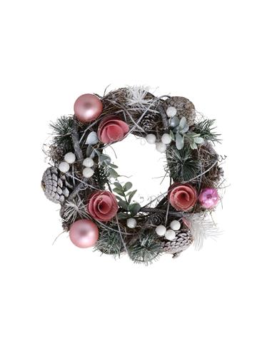 A CORONA NAVIDAD ROSAS ROSA 24CM
