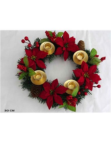 A CORONA PORTAVELAS X4 FLOR PASCUA