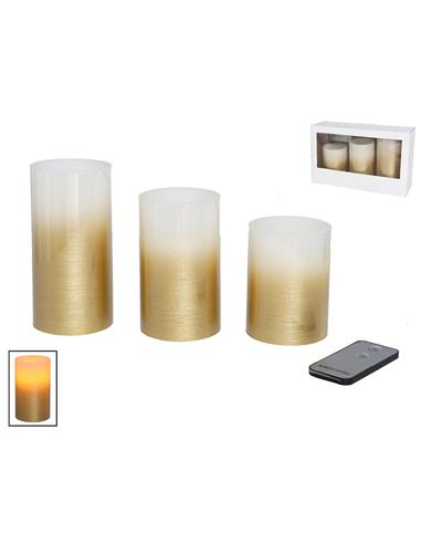 A SET 3 VELAS ORO + MANDO