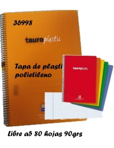 LIBRETA A5 CUADROS T/PLASTIC TAURO 90GR