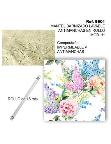MANTEL ROLLO ANTIMANCHAS FLOR LILAS