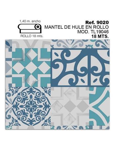 MANTEL ROLLO BLANCO DIBUJOS AZULES