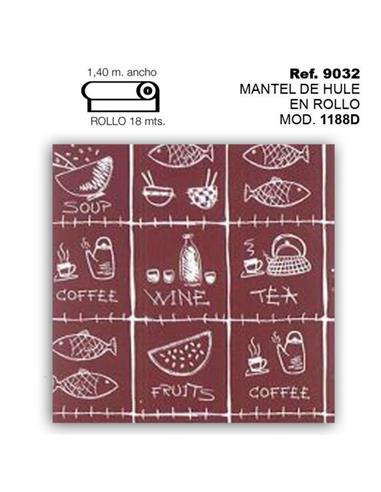 MANTEL ROLLO FONDO BLANCO DIBUJOS AZULES