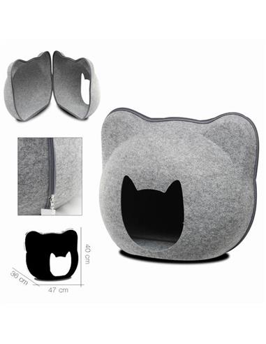 ANIMAL CAMA GATO GRIS