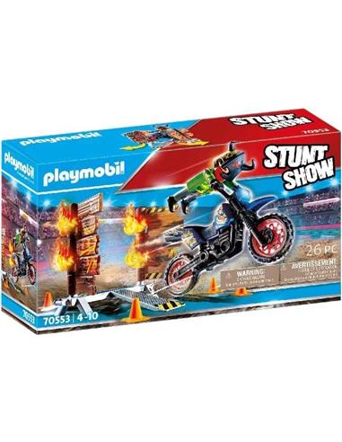 J PLAYMOBIL MOTO C/MURO FUEGO